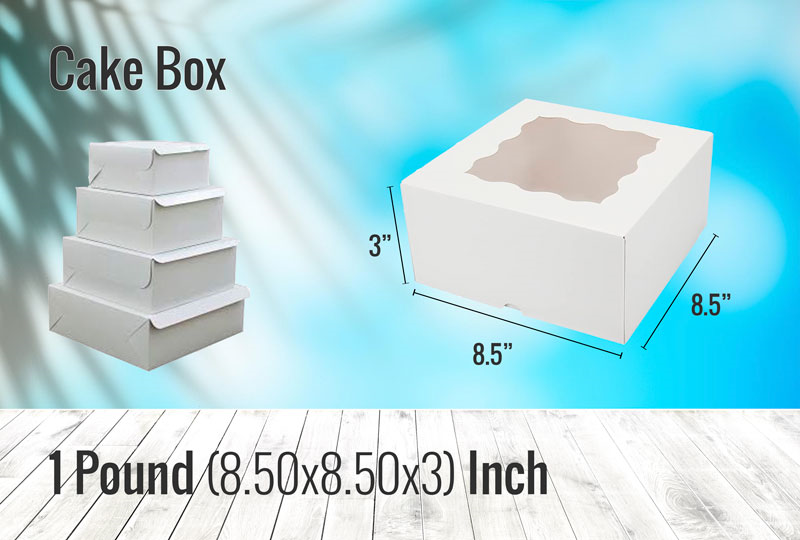 Buy 1 Pound (8.50x8.50x3) Inch, online customizable Cake Box in Pakistan - GoPrint