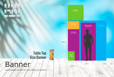 Custom Table Top  1.1ft by 1.4ft - Panaflex Banner