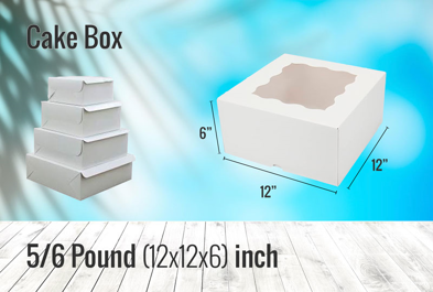 Custom 5/6 Pound (12x12x6) inch - Cake Box