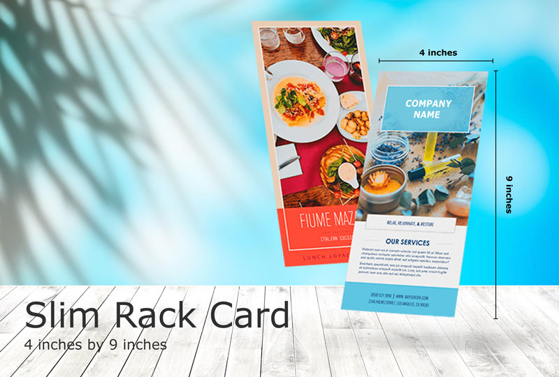 Buy Slim 4in by 9in, online customizable Rack Card in Pakistan - GoPrint