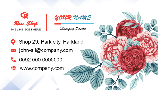 Modern rose shop business card